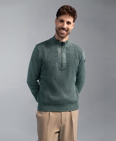 Heren trui met rits groen