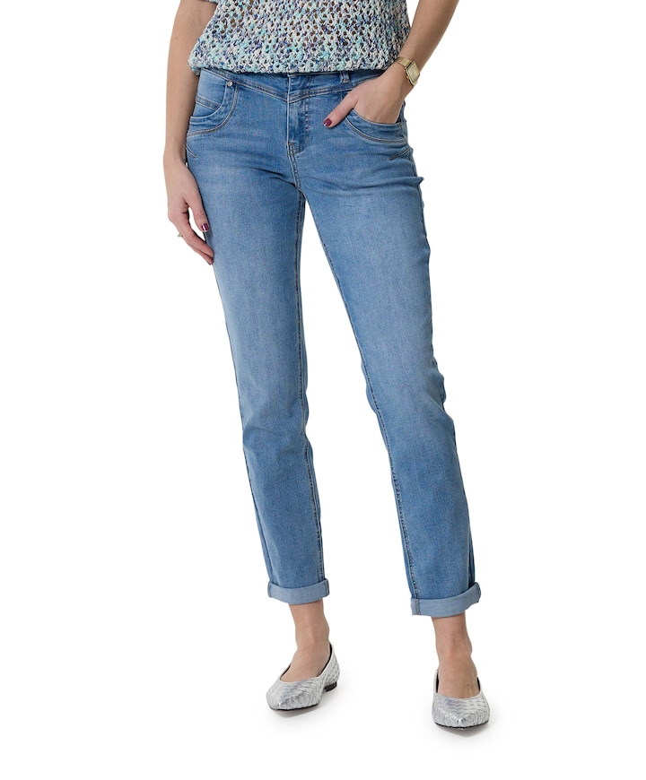 Relax mid stone used jeans blauw