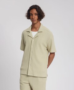 Heren overhemd korte mouw beige