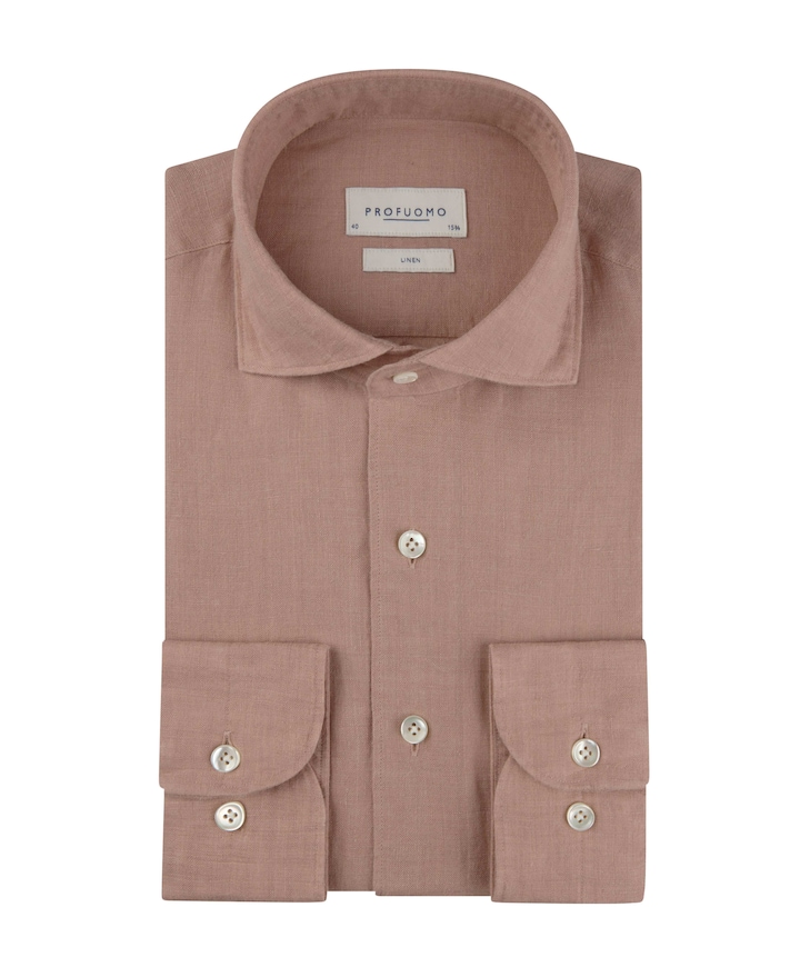 Heren overhemd lange mouw roze