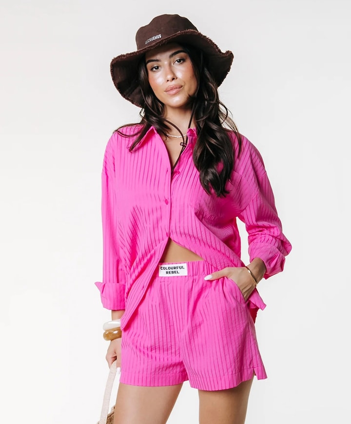 Lyn Tonal Stripe dames korte broek roze