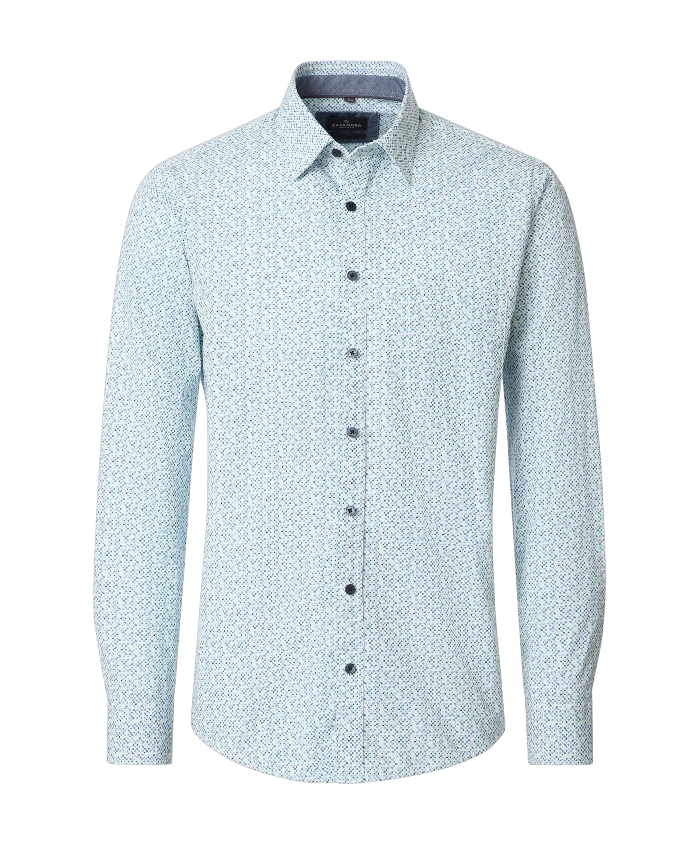 Heren overhemd lange mouw blauw