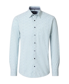 Heren overhemd lange mouw blauw
