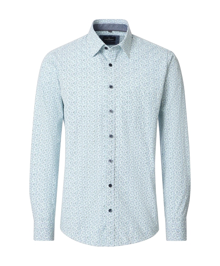 Heren overhemd lange mouw blauw