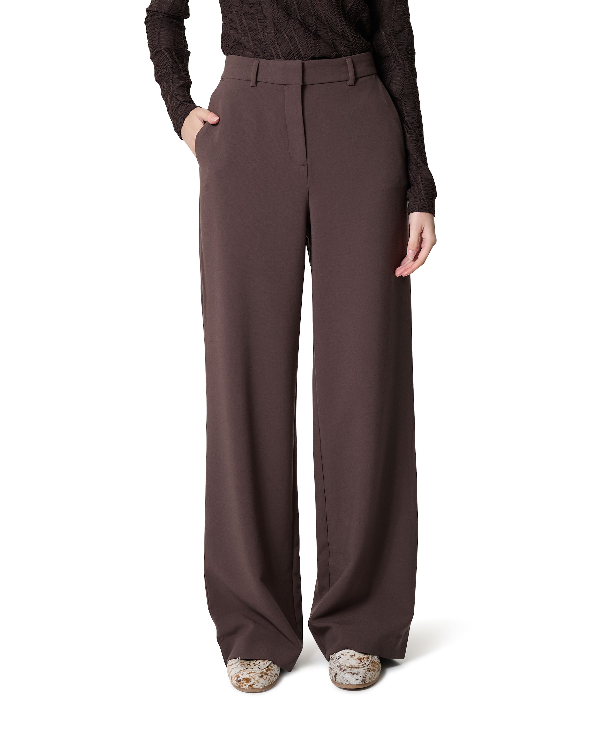 MSCHMacy Michelle HW Wide LONG dames broek bruin