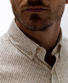 Heren overhemd lange mouw beige