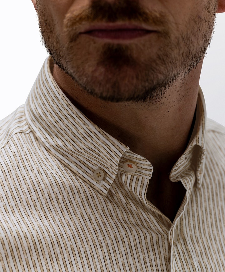 Heren overhemd lange mouw beige