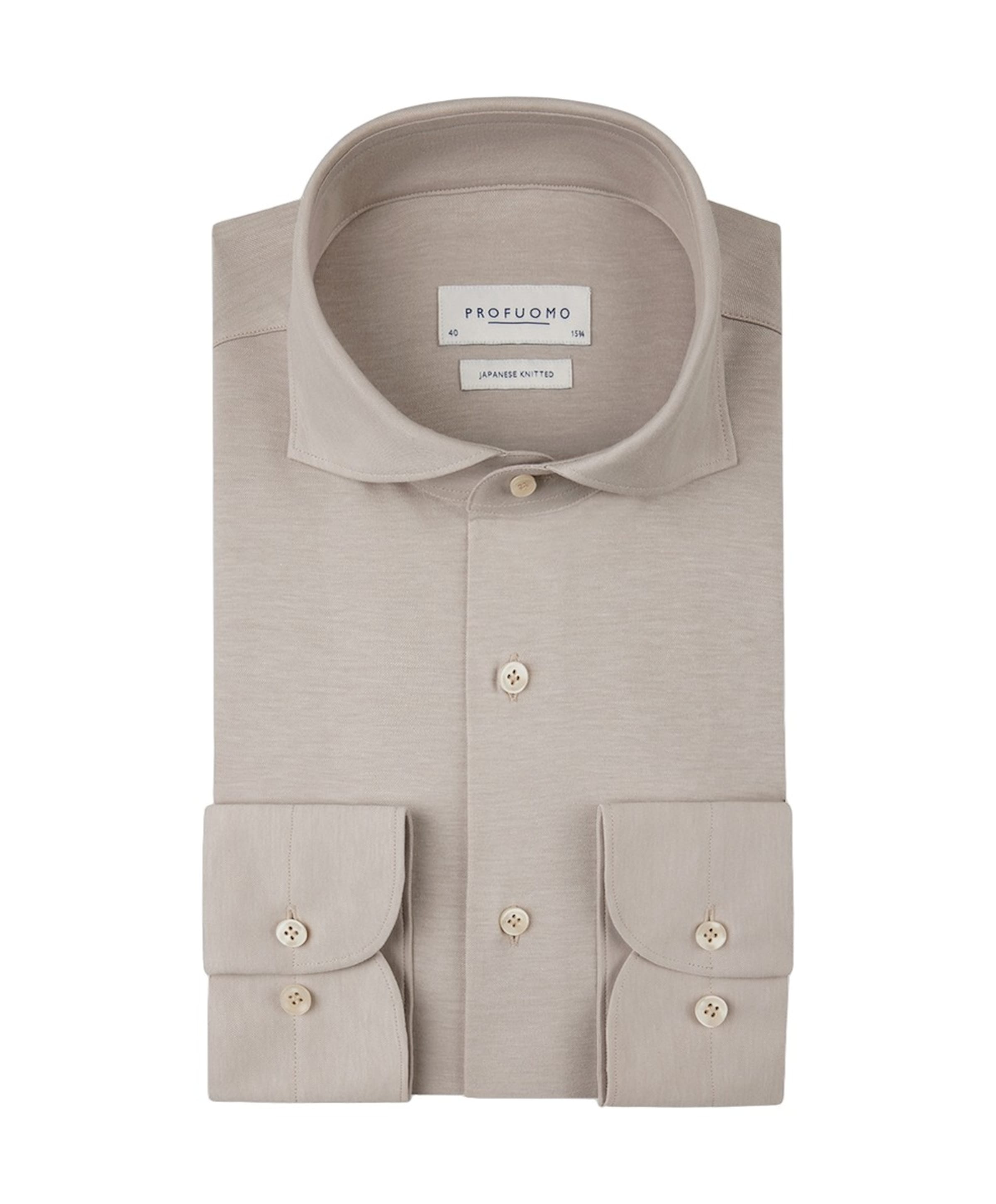 Heren overhemd lange mouw beige