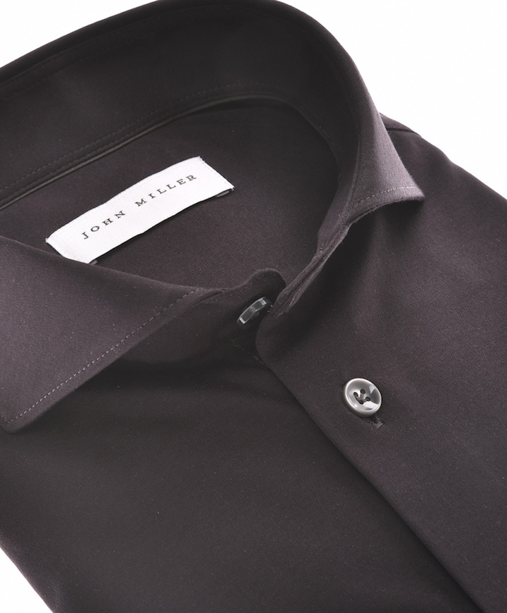 Heren overhemd lange mouw bruin