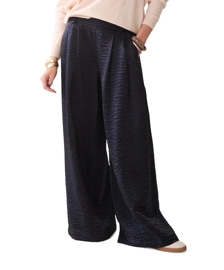 Metallic shine dames broek blauw