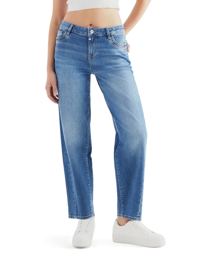 cropped balloon jeans dames jeans blauw
