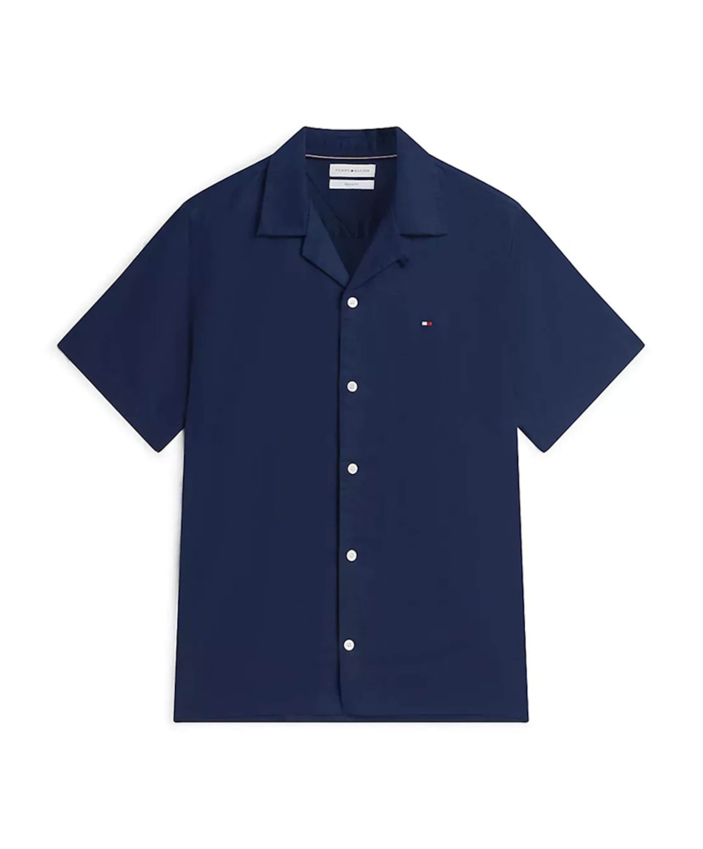 Heren overhemd korte mouw blauw
