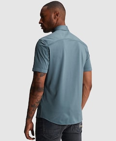 Heren overhemd korte mouw blauw