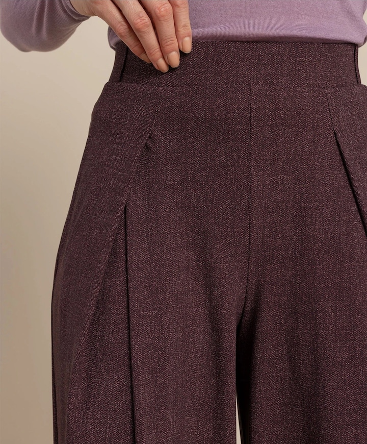 Sari herringbone dames broek bordeaux