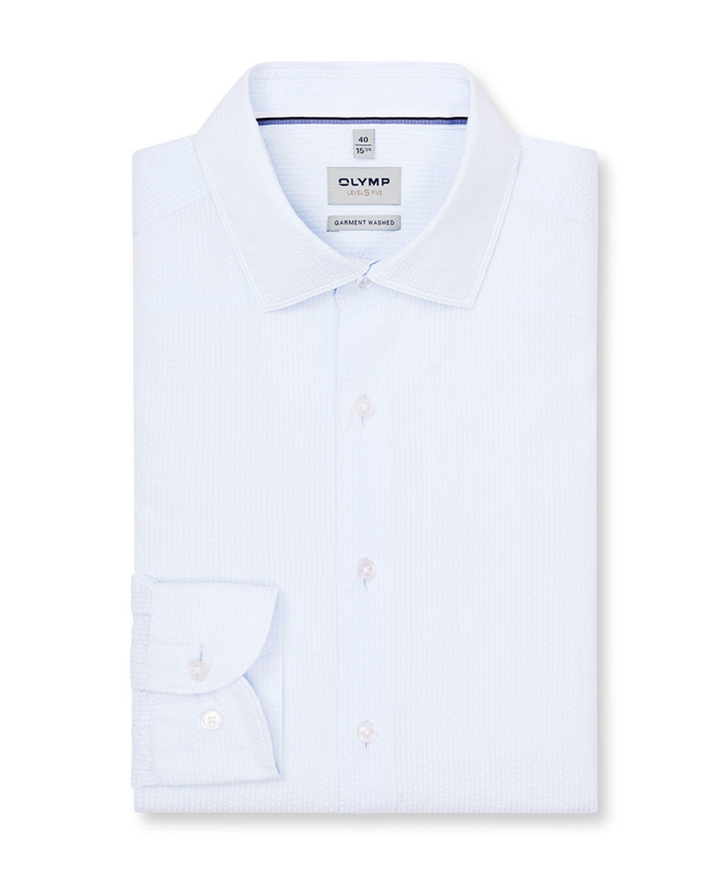 Heren overhemd lange mouw blauw