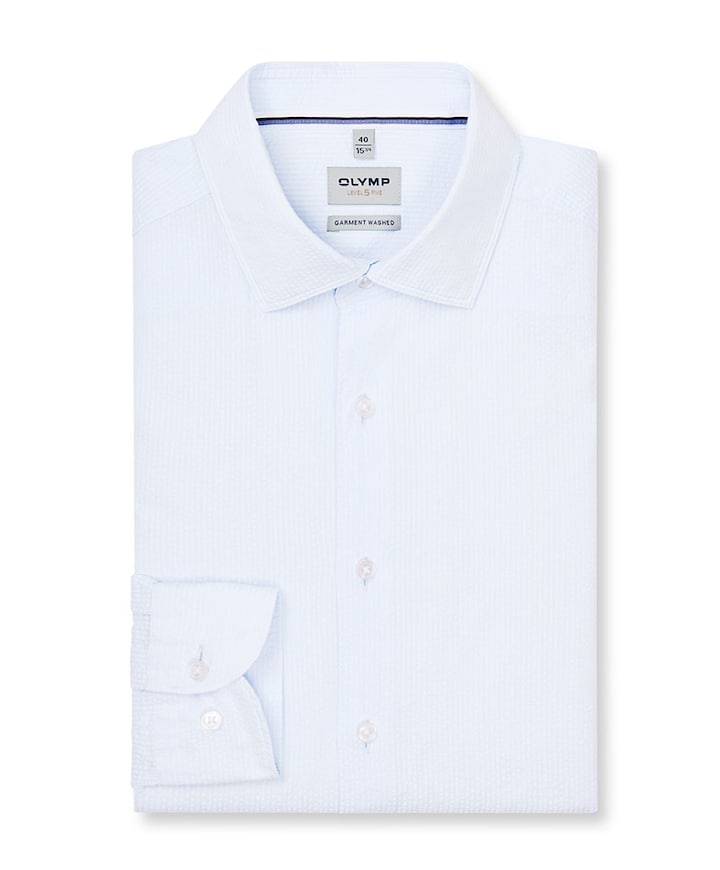 Heren overhemd lange mouw blauw