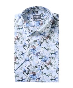 Heren overhemd korte mouw blauw