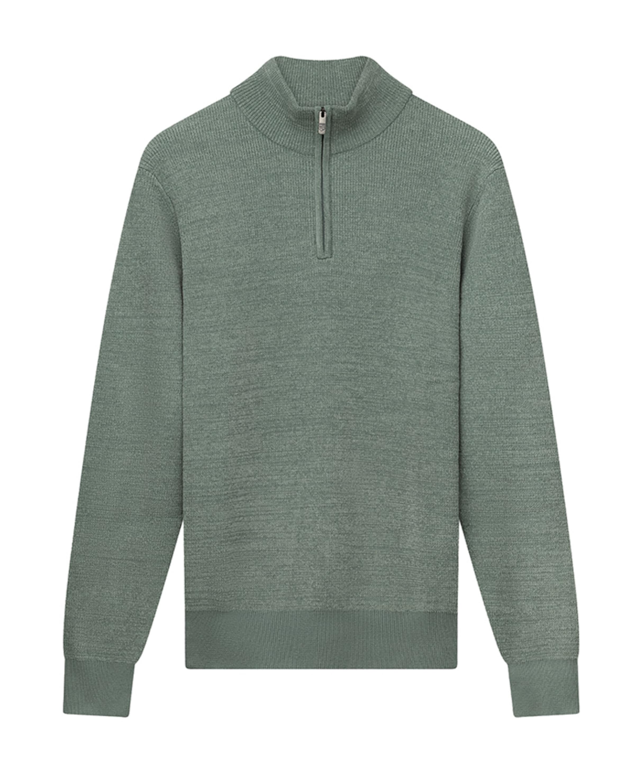 Heren trui met rits groen