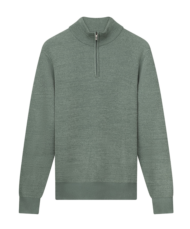 Heren trui met rits groen