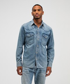 Heren overhemd lange mouw blauw