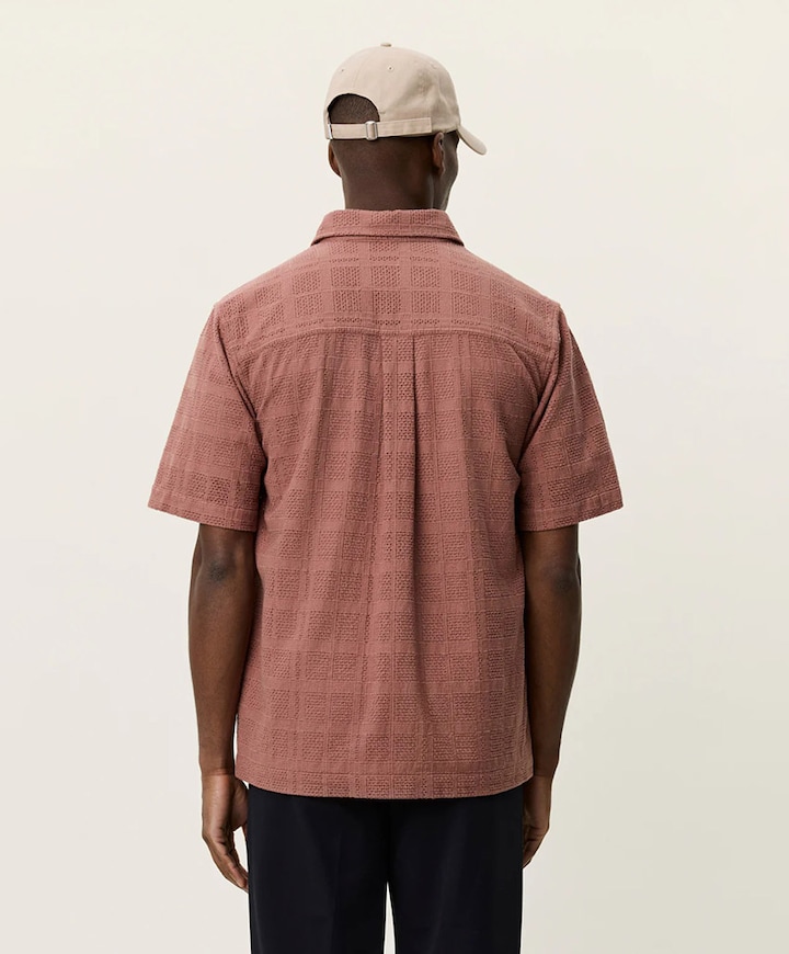 Heren overhemd korte mouw rood