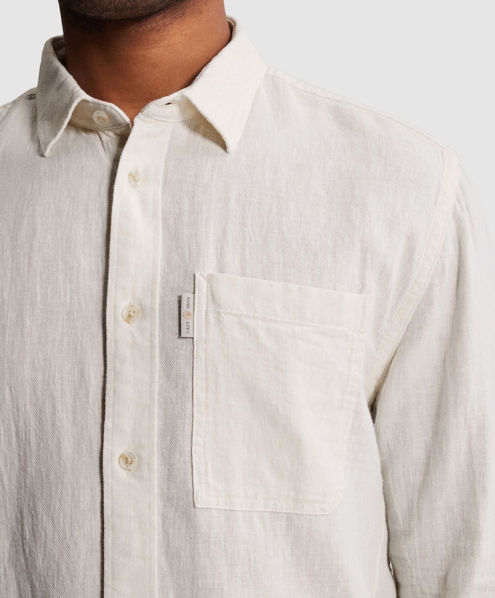 Heren overhemd lange mouw beige