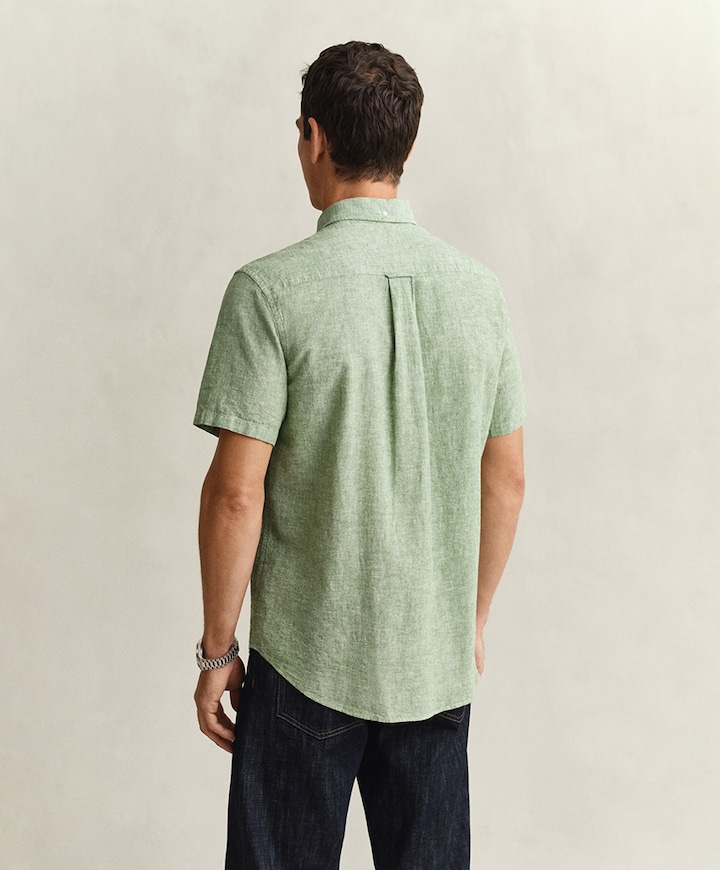 Heren overhemd korte mouw groen