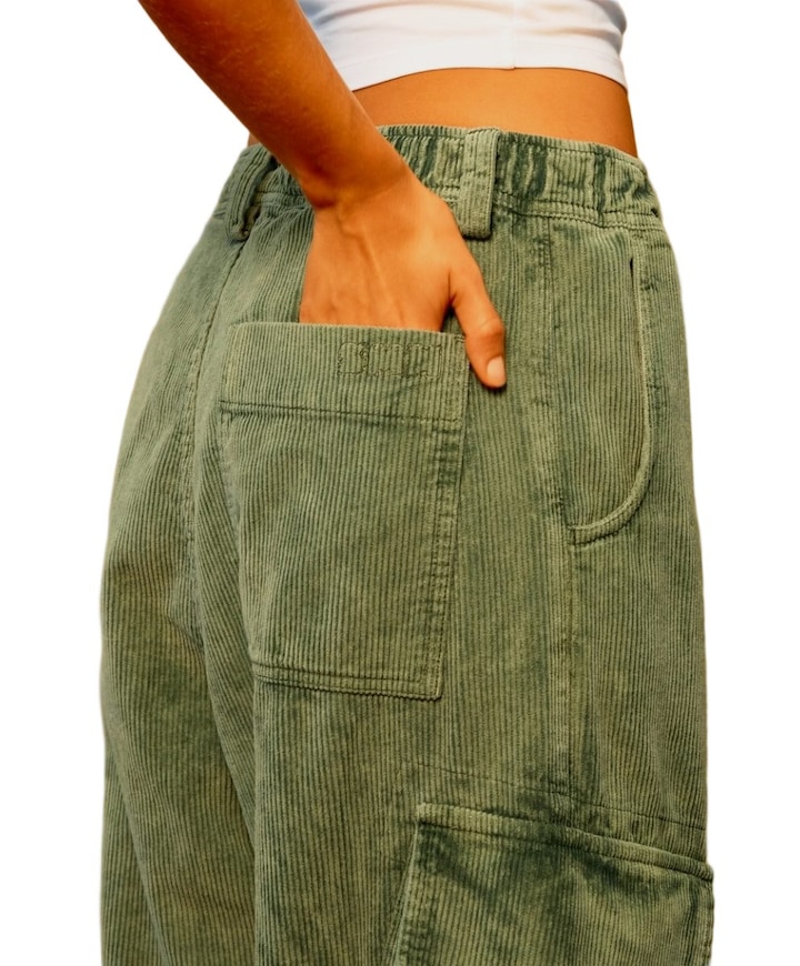 Romeo Baggy Washed Corduroy dames broek groen