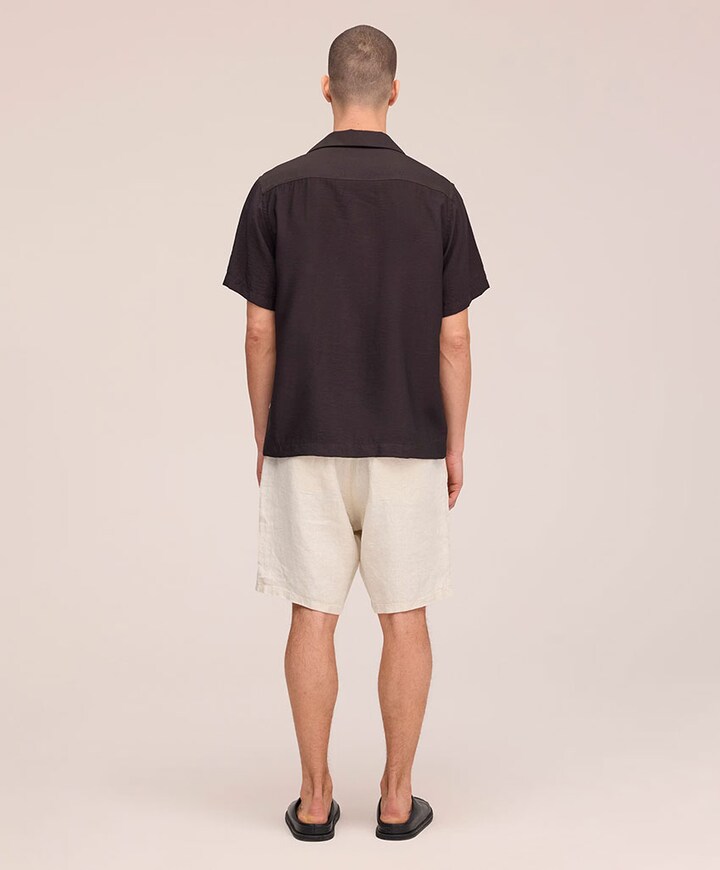 Heren overhemd korte mouw bruin