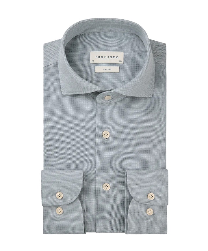 Heren overhemd lange mouw grijs