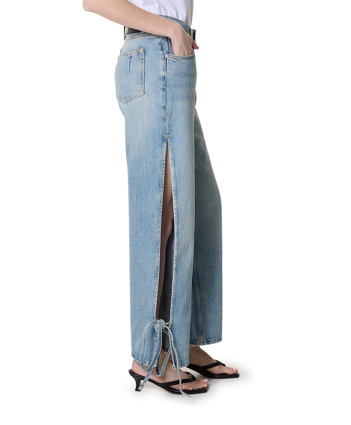 Baggy string dames jeans blauw