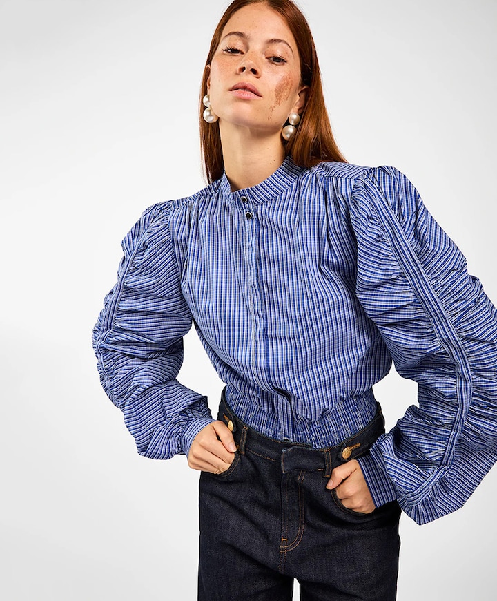 Dames blouse blauw