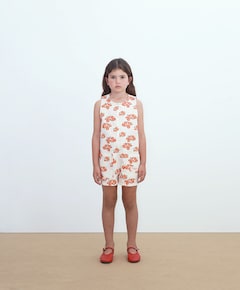 Twill one piece meisjes jumpsuit ecru