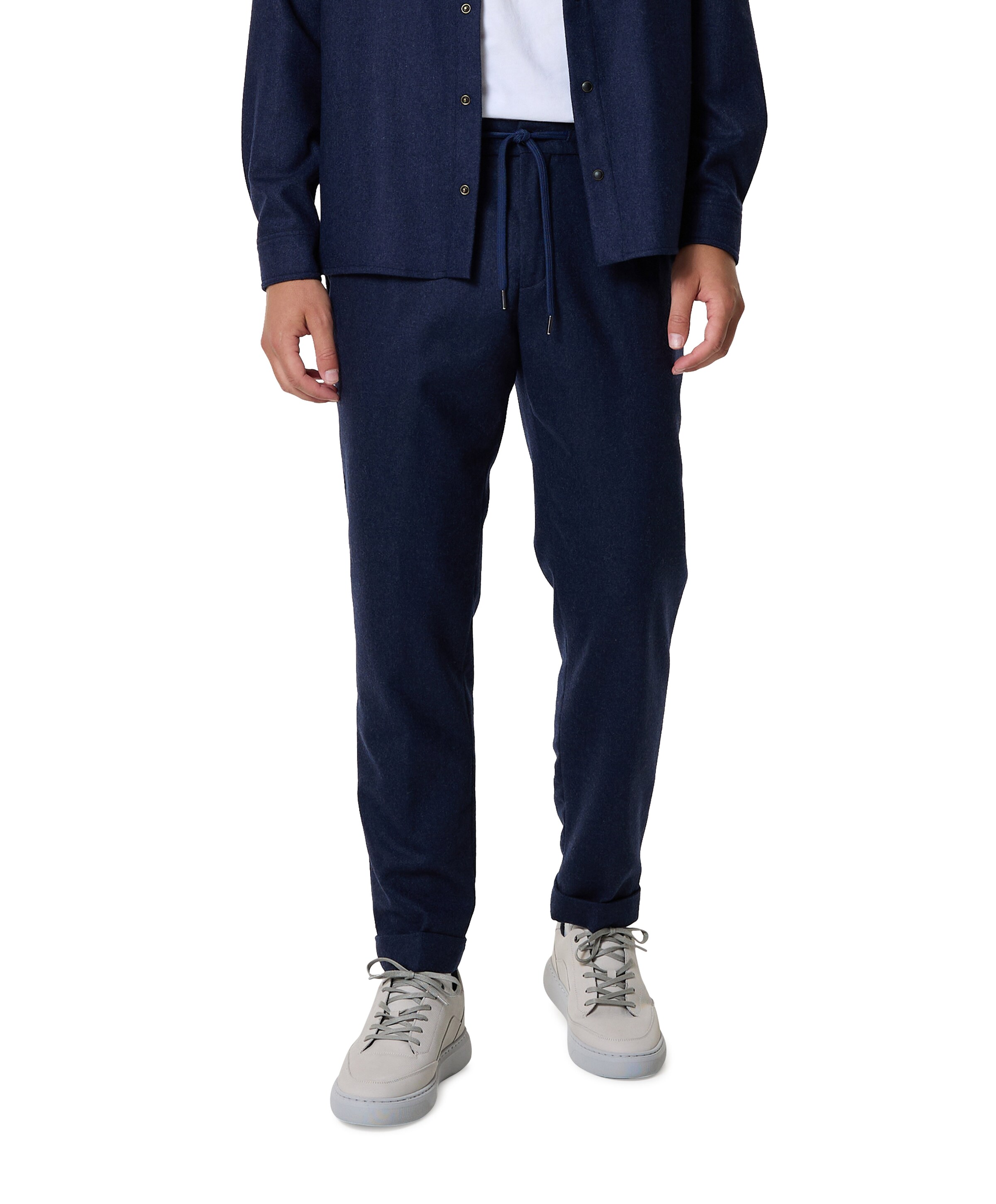 Blended wool drawstring with Shark fin pantalon blauw