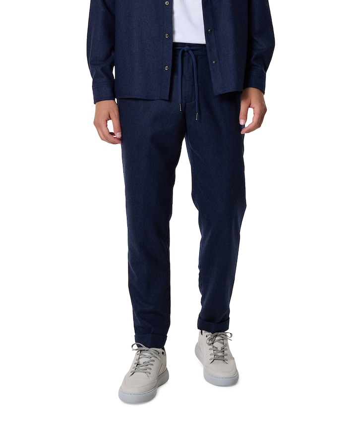 Blended wool drawstring with Shark fin pantalon blauw