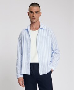 Heren overhemd lange mouw blauw
