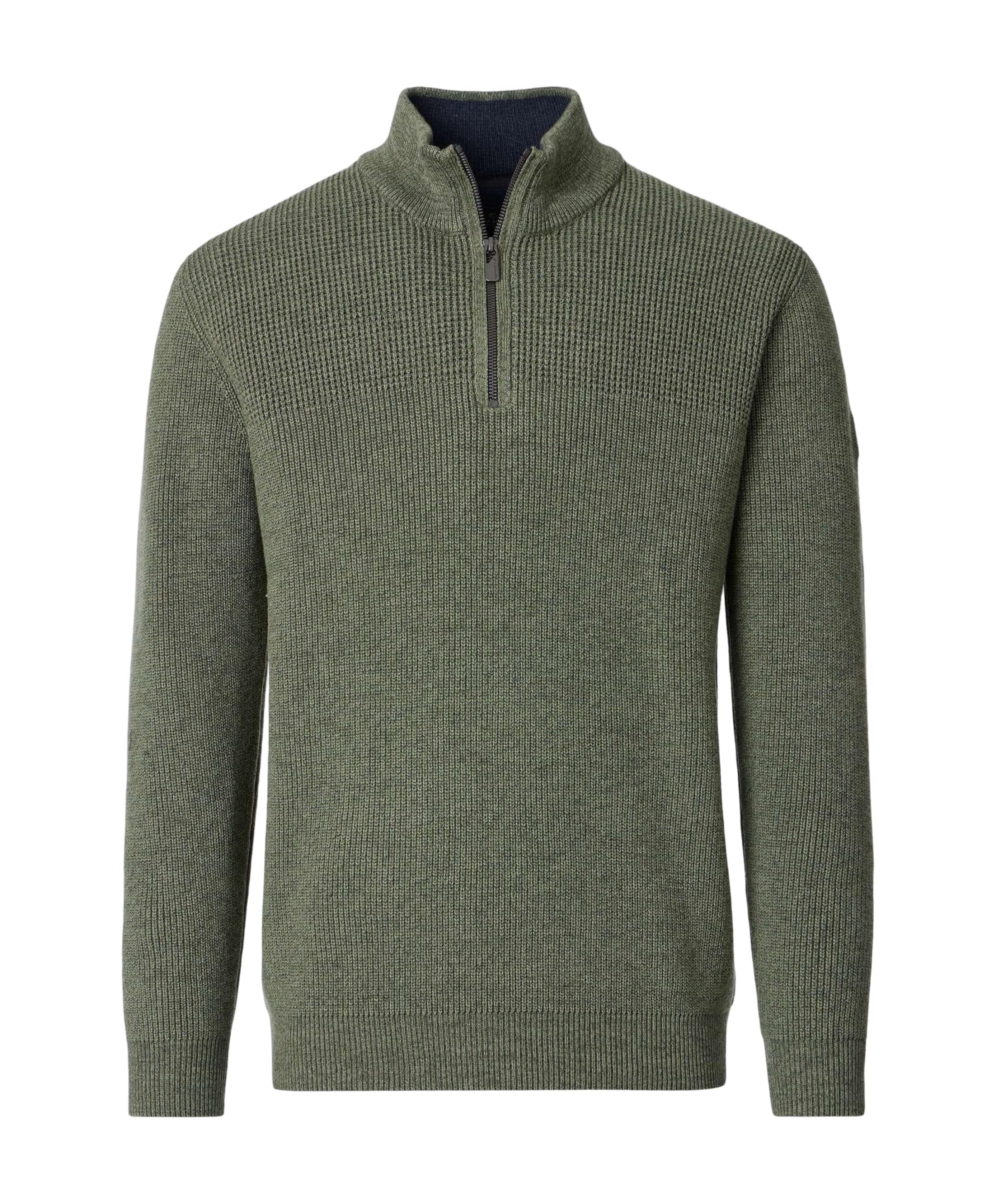 Heren trui met rits groen