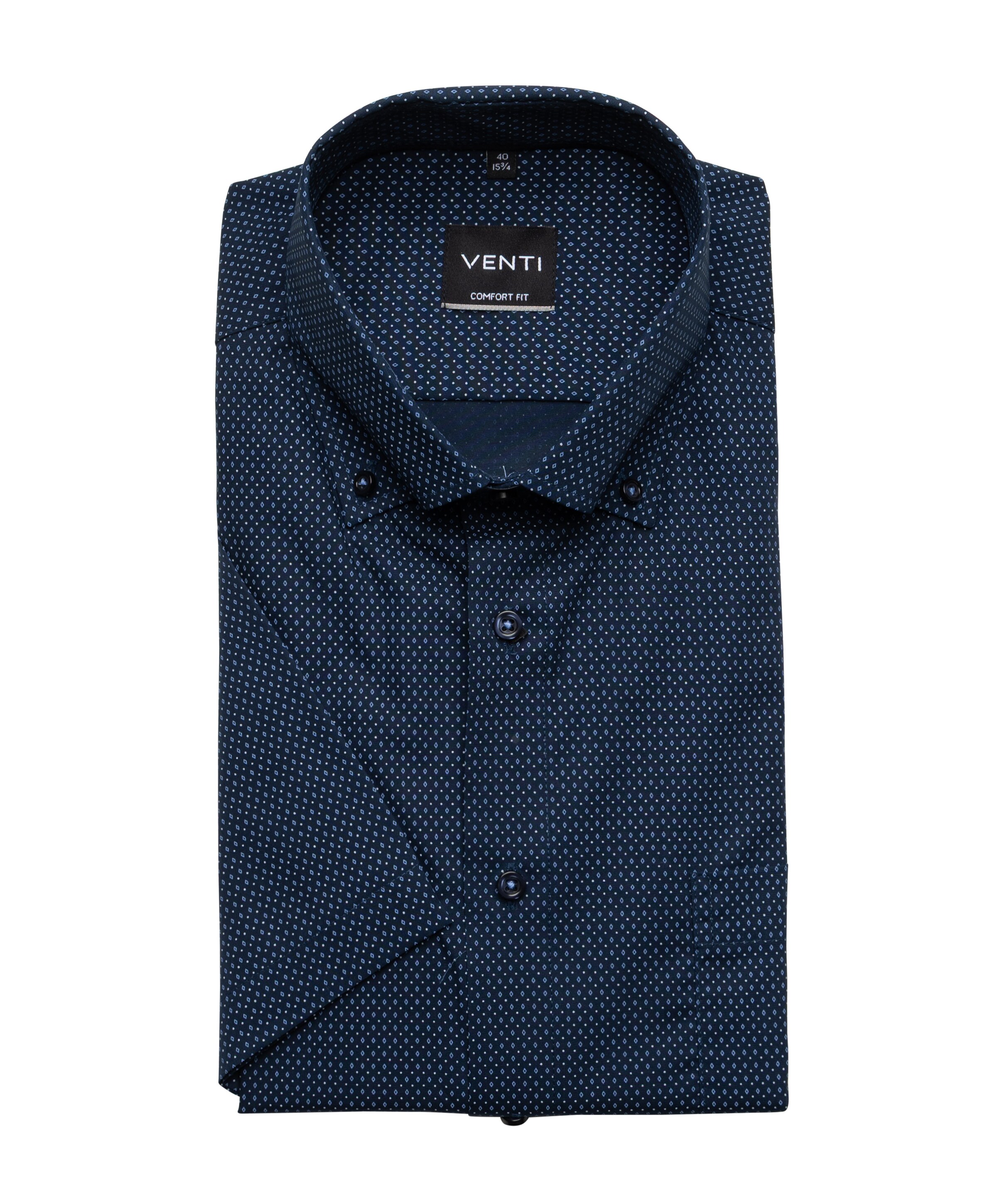 Heren overhemd korte mouw blauw