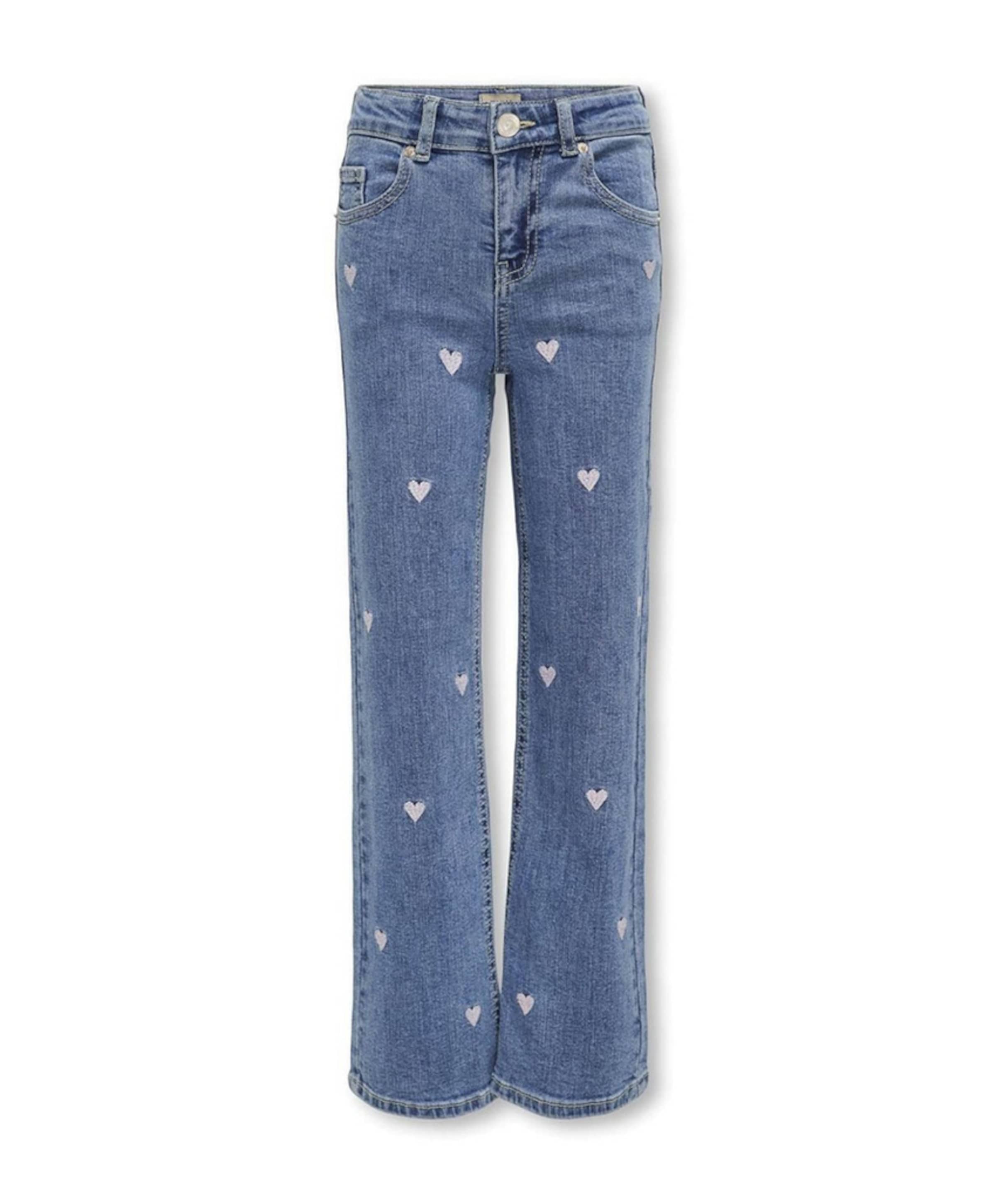 KOGJUICY WIDE LEG HEART EMB DNM JEA meisjes jeans blauw