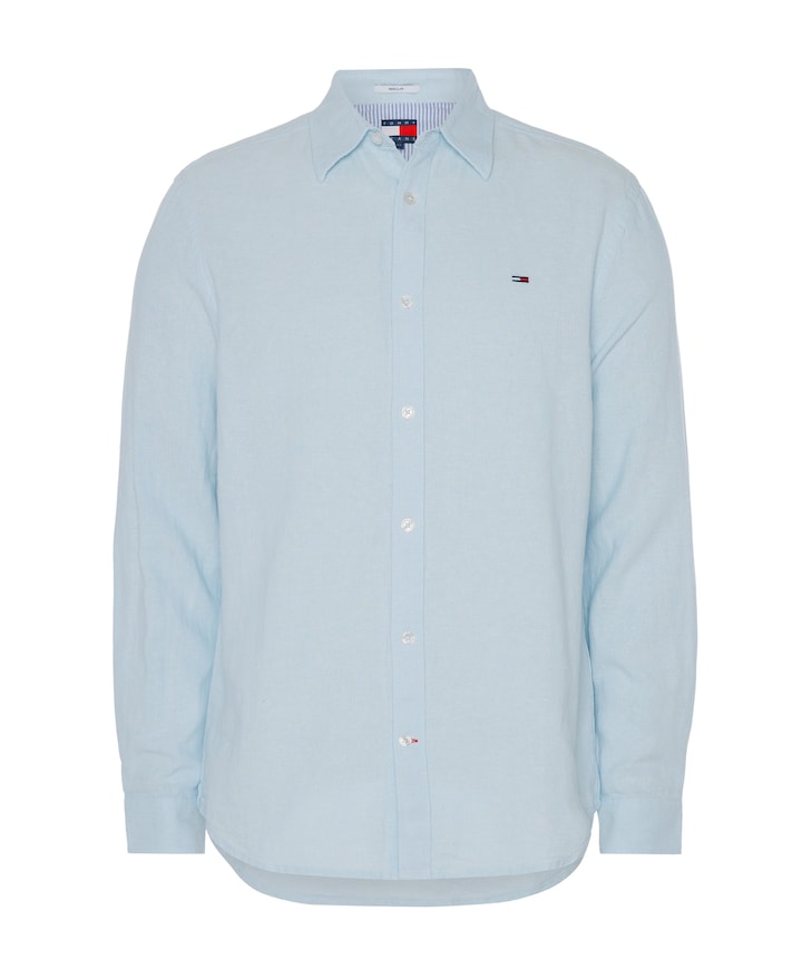 Heren overhemd lange mouw blauw