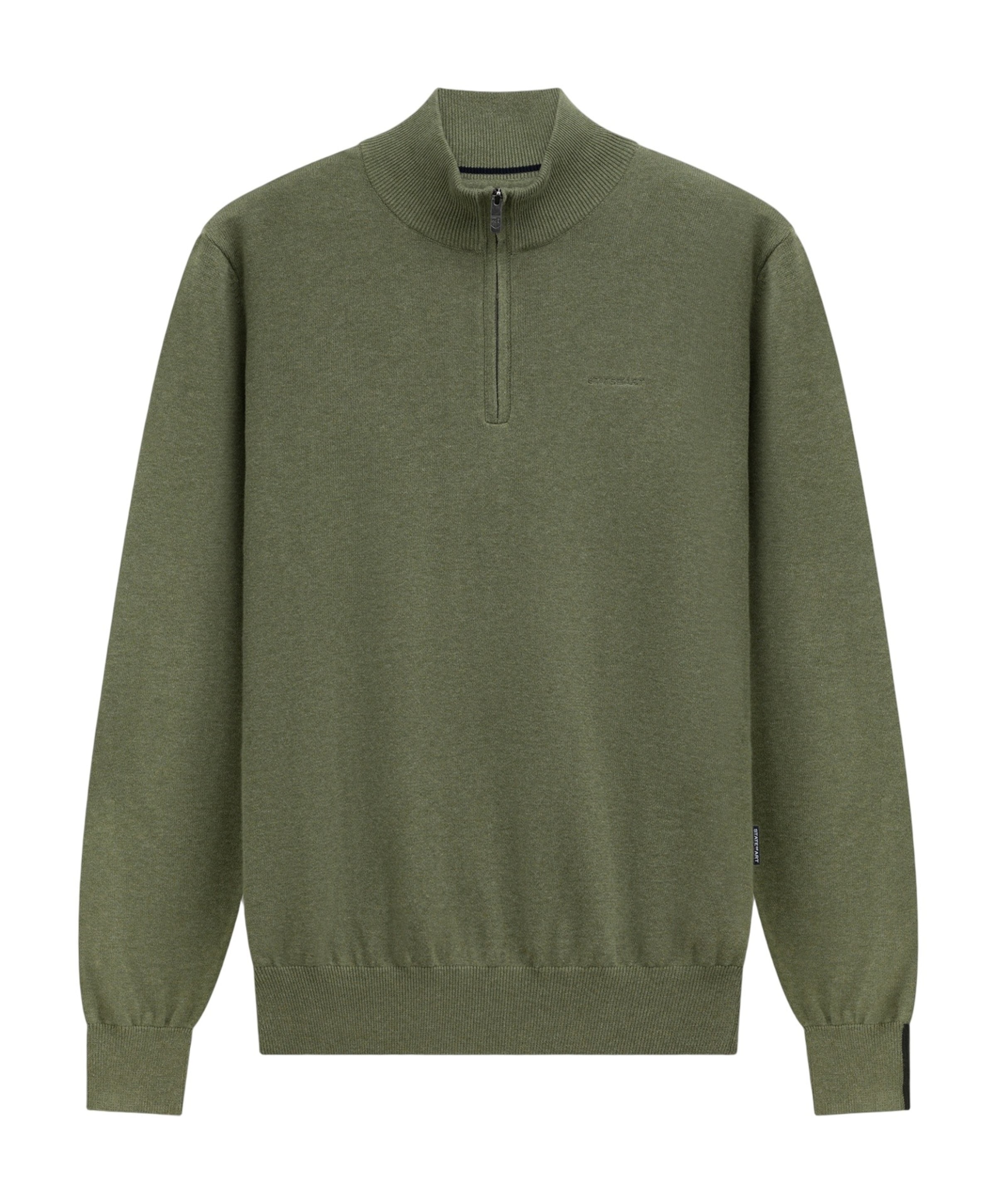 Heren trui met rits groen