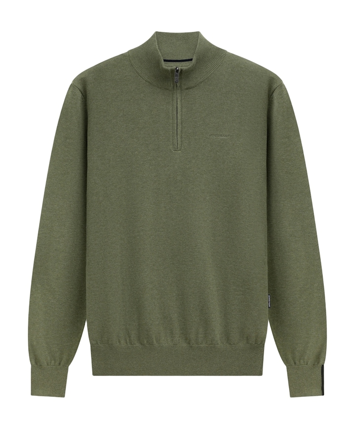 Heren trui met rits groen
