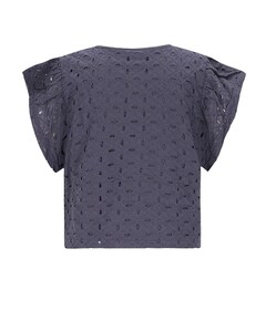 Meisjes blouse korte mouw blauw