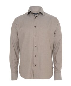 Heren overhemd lange mouw bruin