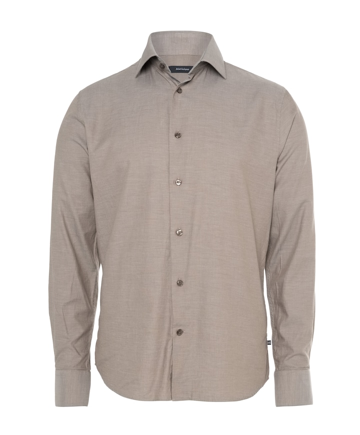 Heren overhemd lange mouw bruin