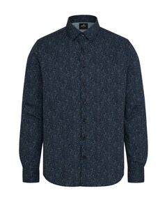 Heren overhemd lange mouw blauw