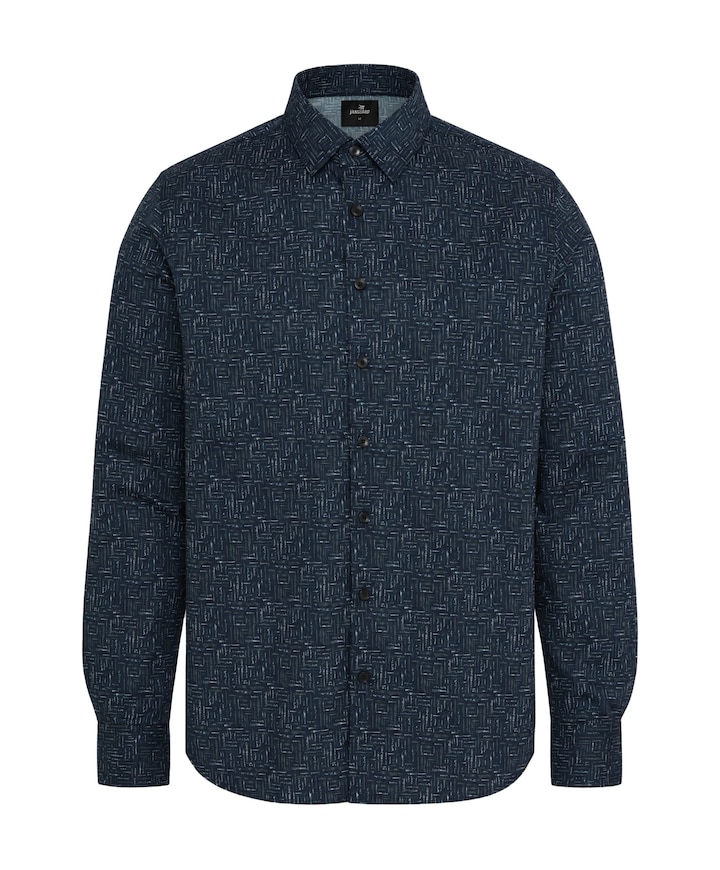 Heren overhemd lange mouw blauw