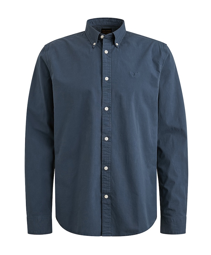 Heren overhemd lange mouw blauw