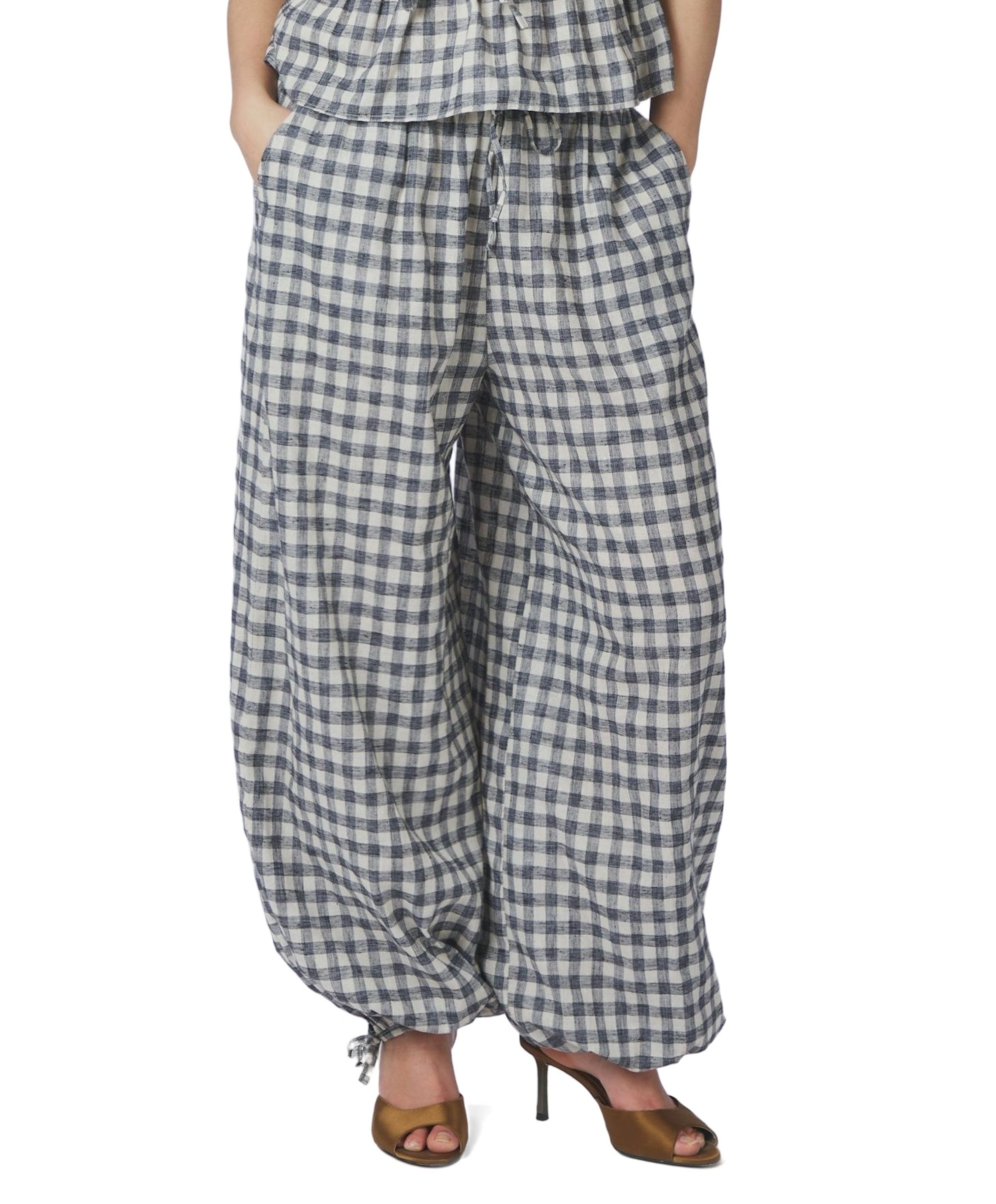 Roxane Balloon Check dames broek zwart