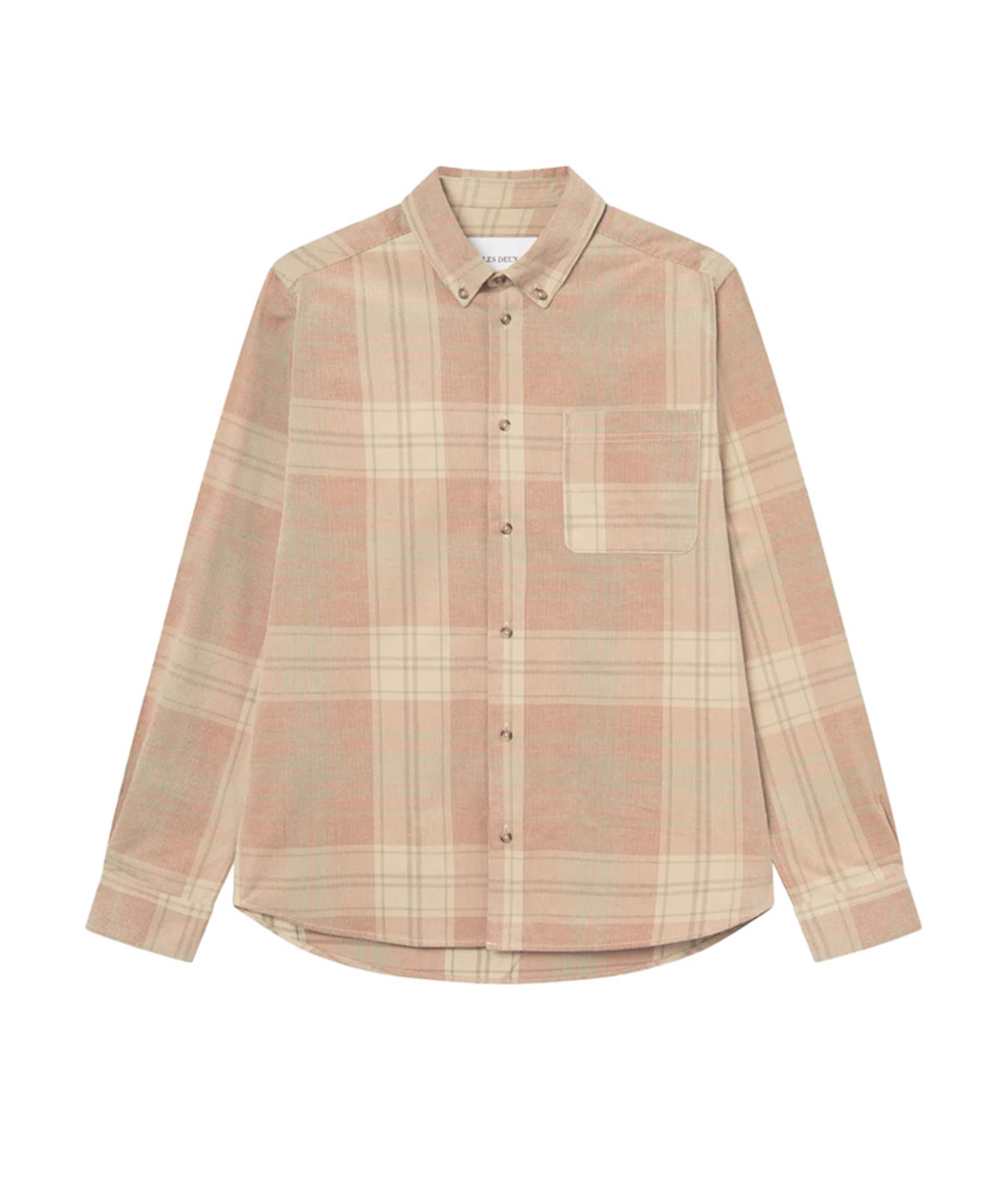 Heren overhemd lange mouw beige